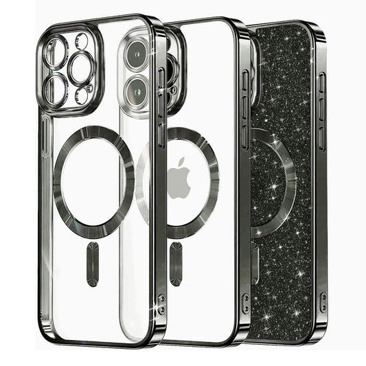 MagSafe Case for Apple iPhone 16 Pro Max, Techsuit, Luxury Glitter, Black
