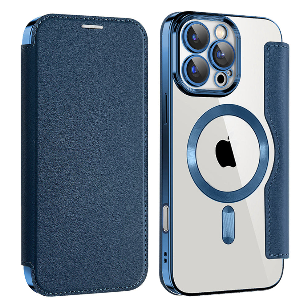 MagSafe Case for Apple iPhone 16 Pro Max, Techsuit, SmartMag Book, Blue
