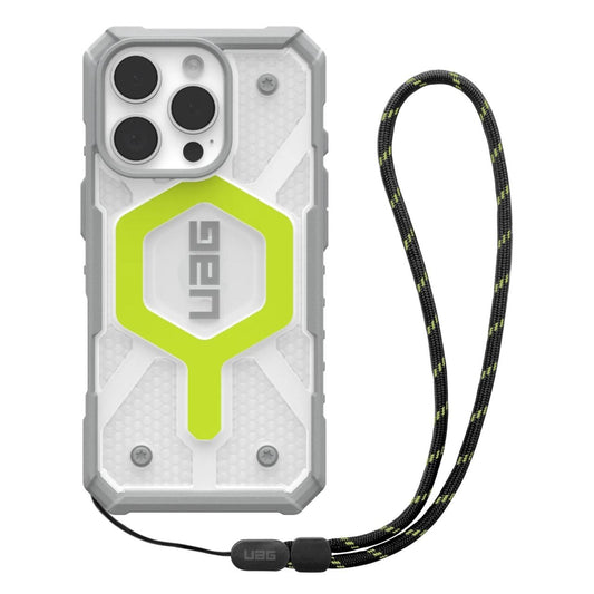 MagSafe-Hülle für Apple iPhone 16 Pro Max, Urban Armor Gear, Pathfinder Clear mit Lanyard, Grün
