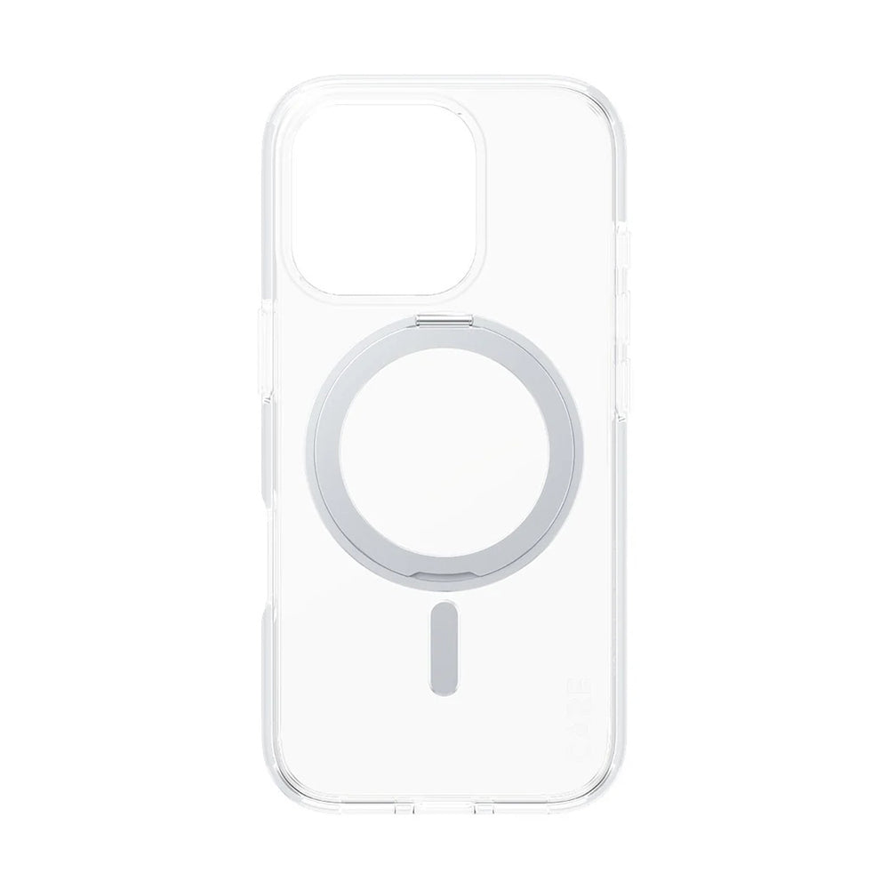 MagSafe Case for Apple iPhone 16 Pro, PanzerGlass, Care Feature Kickstand, Silver Transparent