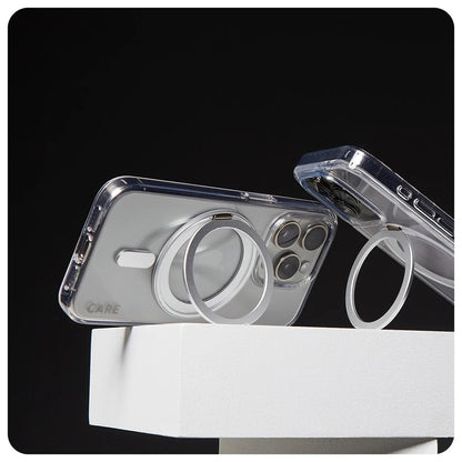 MagSafe Case for Apple iPhone 16 Pro, PanzerGlass, Care Feature Kickstand, Silver Transparent