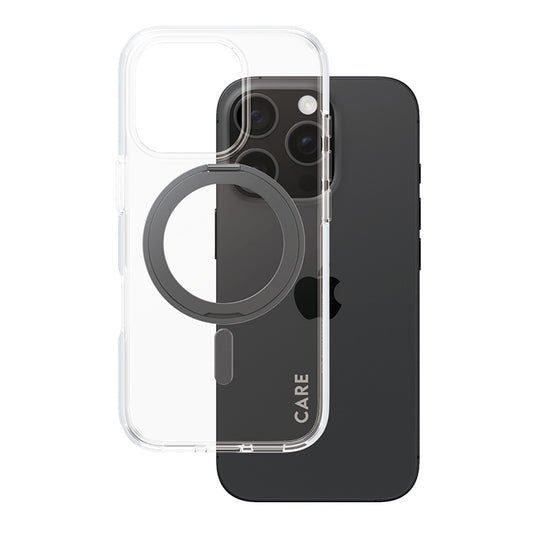 MagSafe Case for Apple iPhone 16 Pro, PanzerGlass, Care Feature Kickstand, Black Transparent
