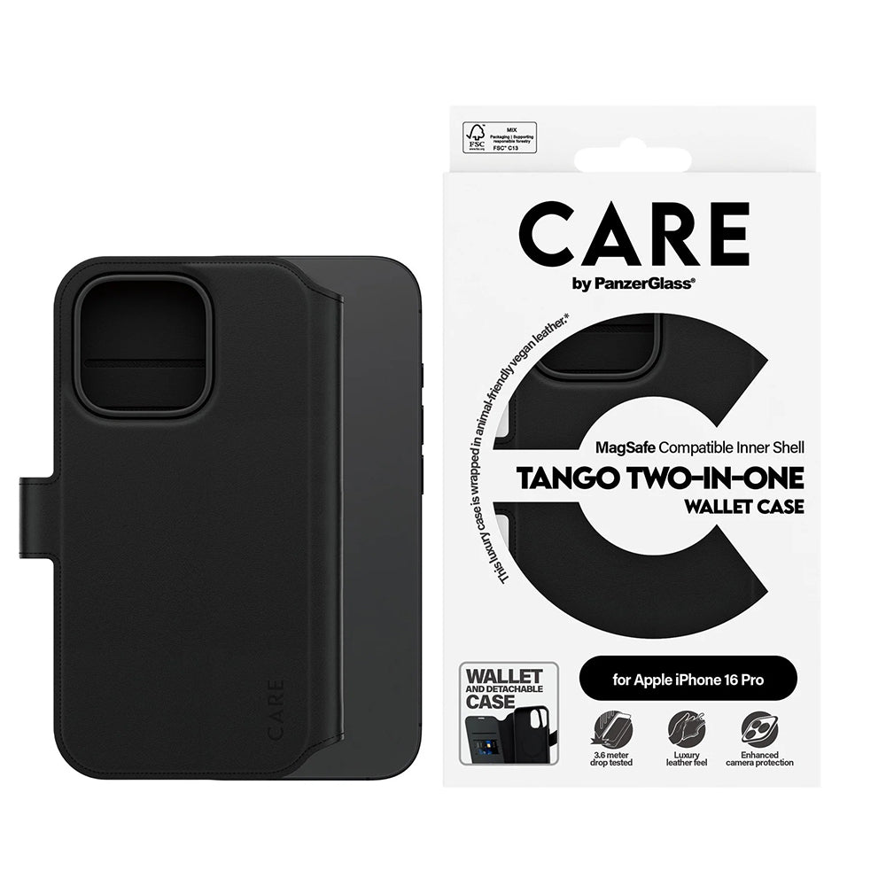 MagSafe Case for Apple iPhone 16 Pro, PanzerGlass, Care Feature Tango Two-in-One, Black