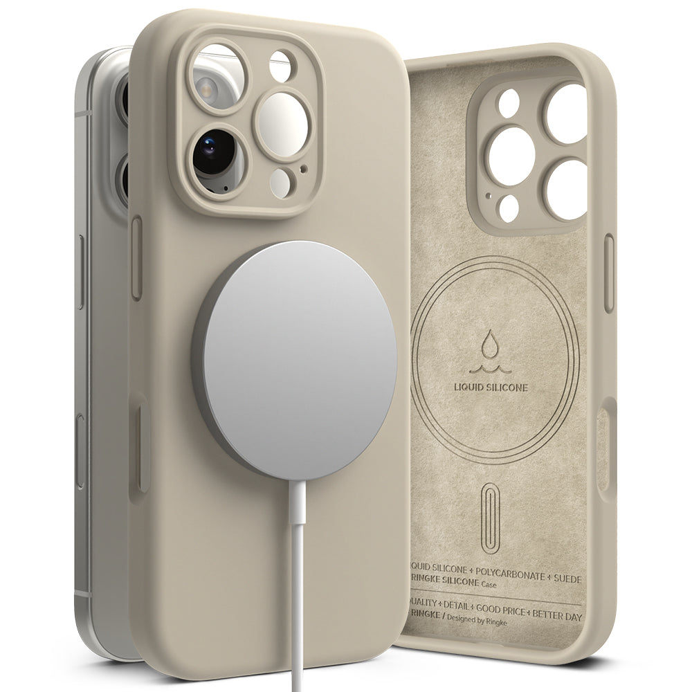 MagSafe-Hülle für Apple iPhone 16 Pro, Ringke, Silikon, Creme