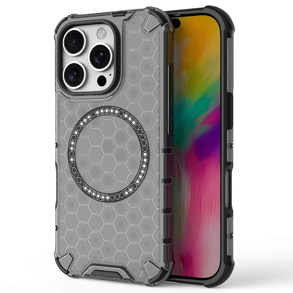 MagSafe Case for Apple iPhone 16 Pro, Techsuit, HoneyComb Shield, Black