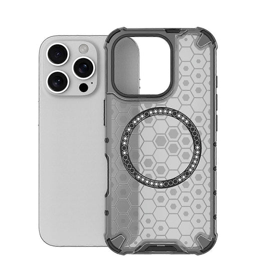 MagSafe-Hülle für Apple iPhone 16 Pro, Techsuit, HoneyComb Shield, Schwarz