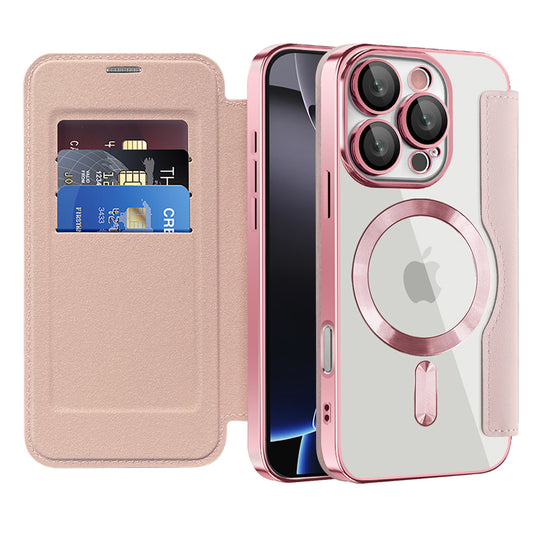 MagSafe Case for Apple iPhone 16 Pro, Techsuit, SmartMag Book, Pink