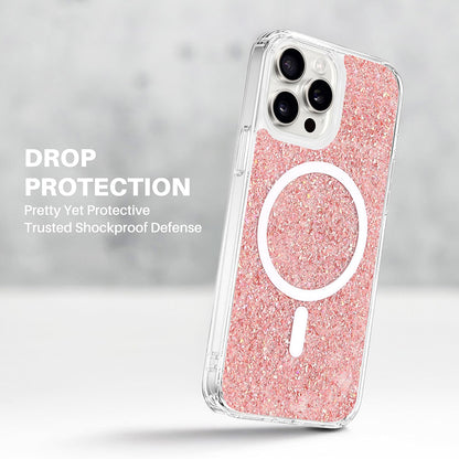 MagSafe-Hülle für Apple iPhone 16 Pro, Techsuit, Glitzernd, Blau