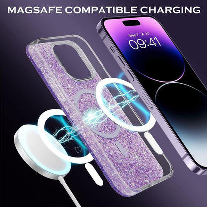 MagSafe-Hülle für Apple iPhone 16 Pro, Techsuit, Glitzernd, Blau