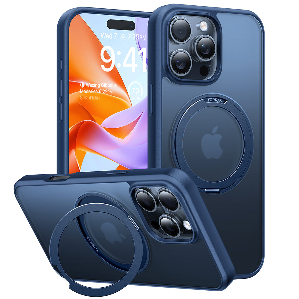 MagSafe Hülle für Apple iPhone 16 Pro, Torras, Ostand Pro, Marineblau