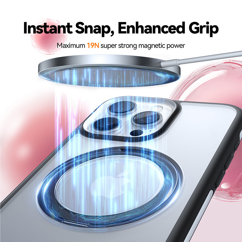 MagSafe Hülle für Apple iPhone 16 Pro, Torras, Ostand R Fusion, Schwarz