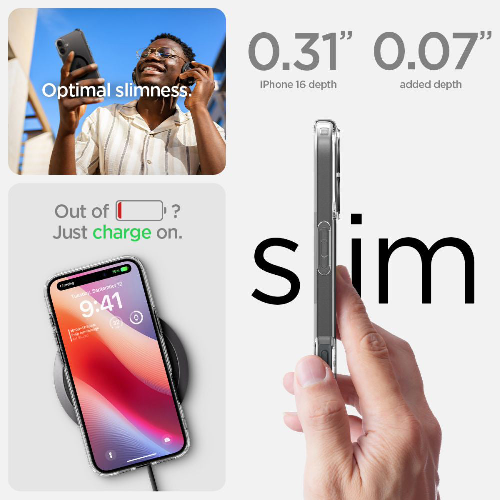 MagSafe Hülle für Apple iPhone 16, Spigen, Ultra Hybrid, Schwarz ACS08206