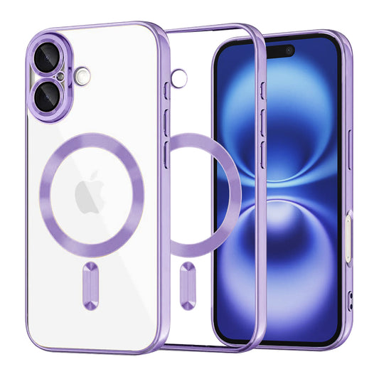 MagSafe-Hülle für Apple iPhone 16, Techsuit, Luxury Crystal, Hellviolett