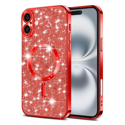 MagSafe-Hülle für Apple iPhone 16, Techsuit, Luxury Glitter, Rot