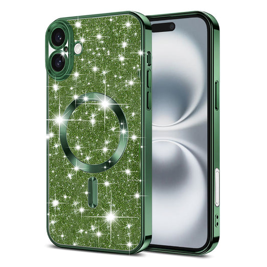 MagSafe-Hülle für Apple iPhone 16, Techsuit, Luxury Glitter, Dunkelgrün