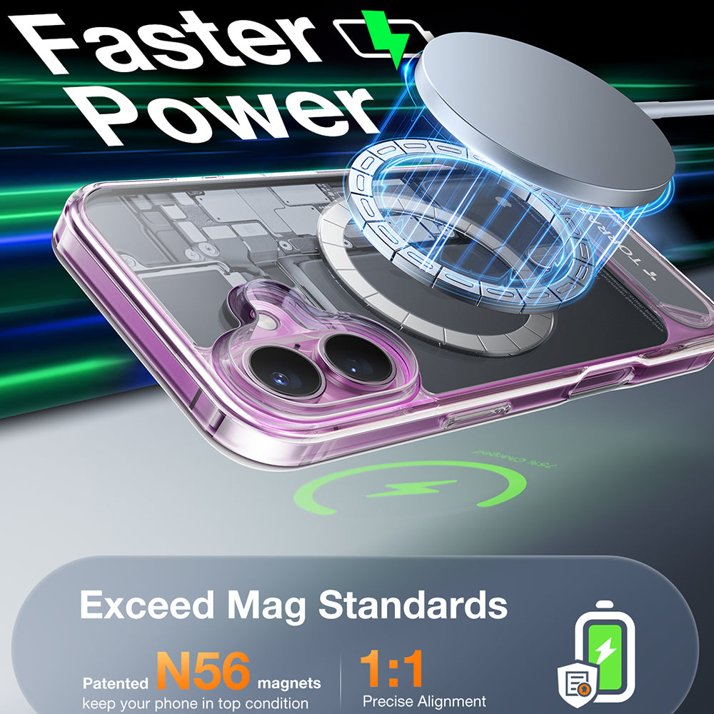 MagSafe Hülle für Apple iPhone 16, Torras, Pstand, Transparent