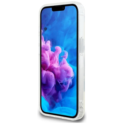 MagSafe Hülle für Apple iPhone 16e, Guess, IML Glitter Circle, Transparent