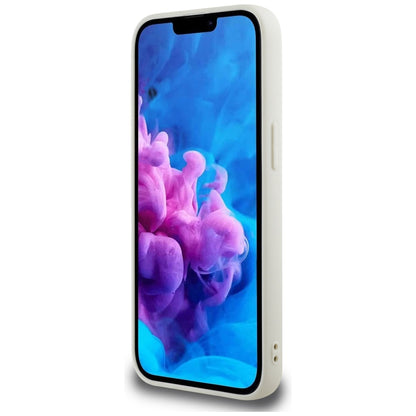 MagSafe Hülle für Apple iPhone 16e, Guess, Peony Grained Hot Stamp Triangle, Beige