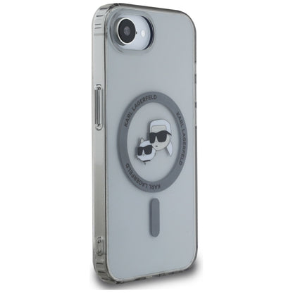 MagSafe Hülle für Apple iPhone 16e, Karl Lagerfeld, IML Metal Karl & Choupette's Heads, Schwarz