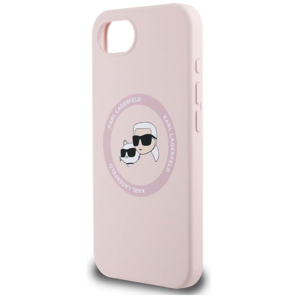 MagSafe Case for Apple iPhone 16e, Karl Lagerfeld, Silicone Karl & Choupette's Heads, Pink