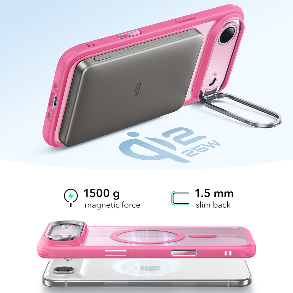MagSafe Hülle für Apple iPhone 17 Air, ESR, Classic Hybrid Kickstand, Satinrosa