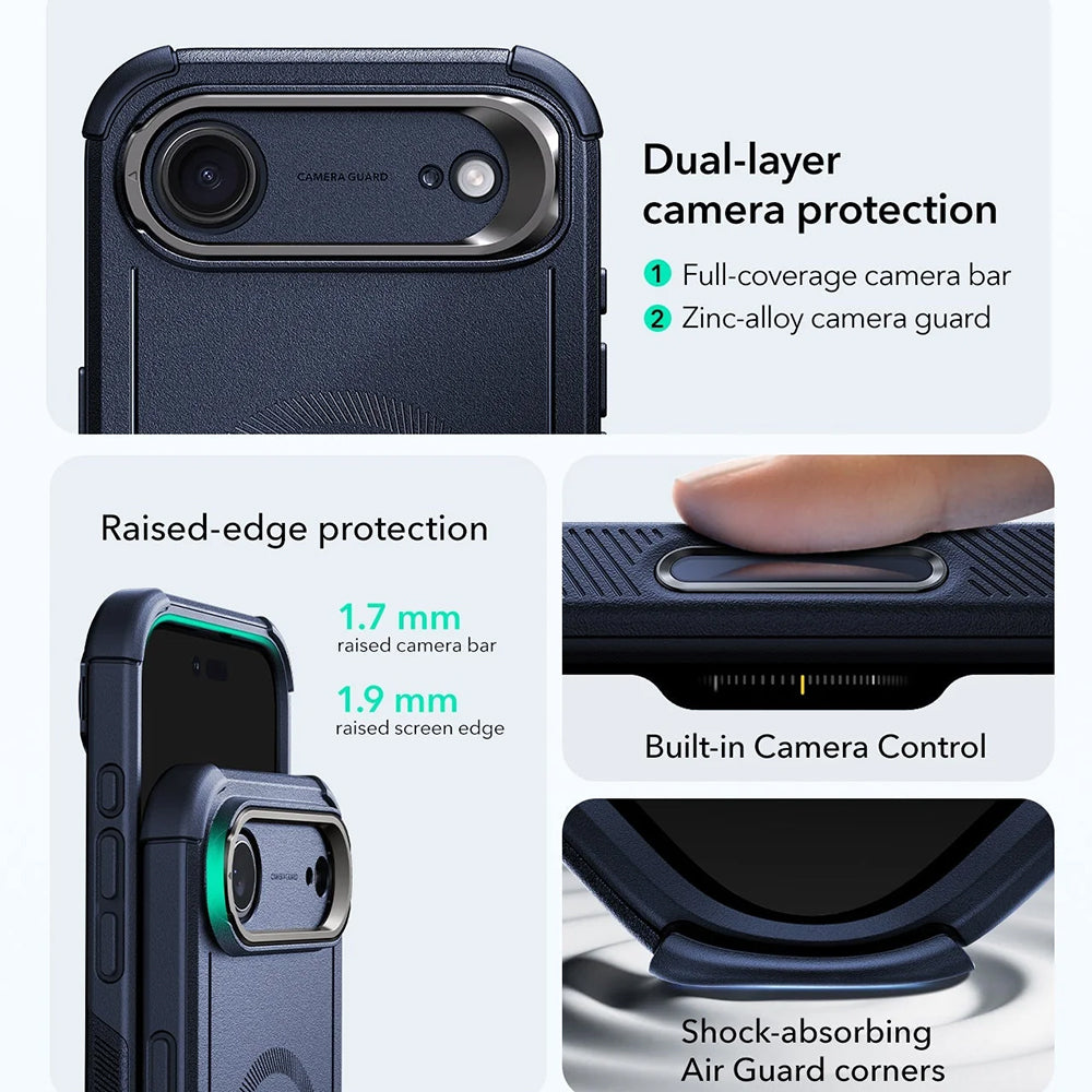 MagSafe Hülle für Apple iPhone 17 Air, ESR, Cyber Armor Kickstand, Blau