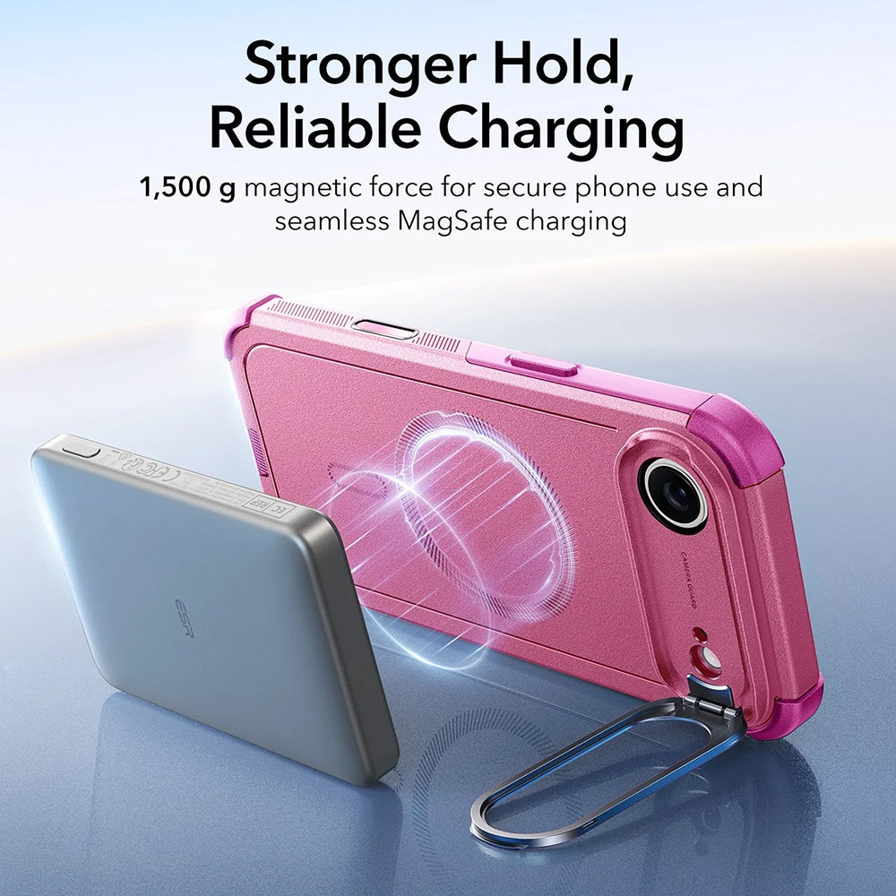 MagSafe Hülle für Apple iPhone 17 Air, ESR, Cyber Armor Kickstand, Rosa