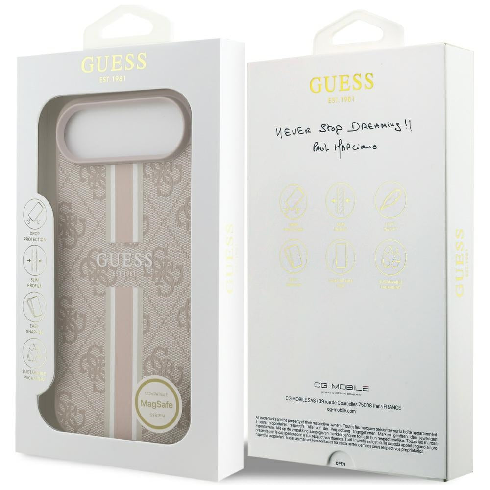 MagSafe Hülle für Apple iPhone 17 Air, Guess, 4G Printed Stripes, Rosa