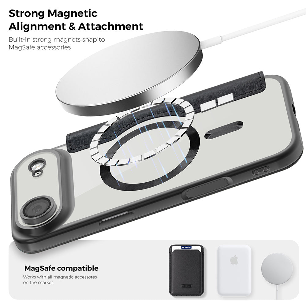 MagSafe Hülle für Apple iPhone 17 Air, Techsuit, SmartMag Book, Schwarz