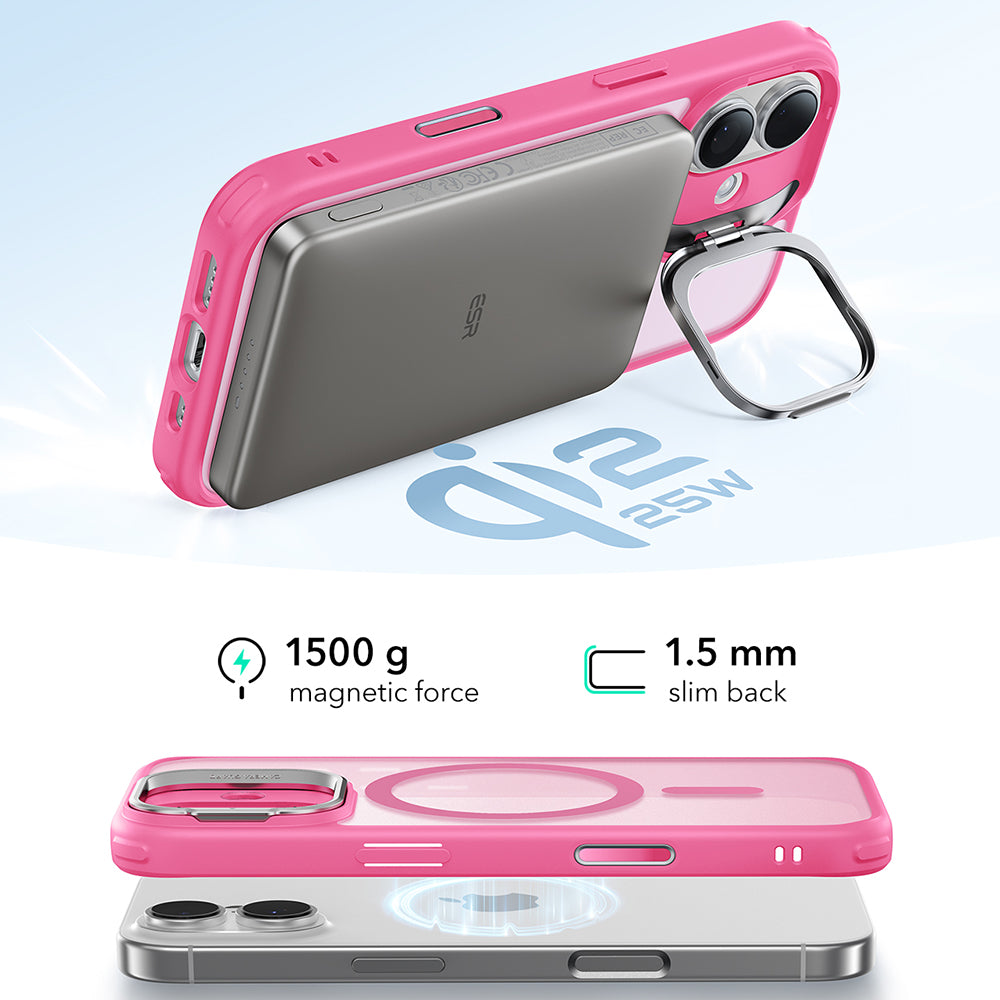 MagSafe Hülle für Apple iPhone 17, ESR, Classic Hybrid Kickstand, Satinrosa