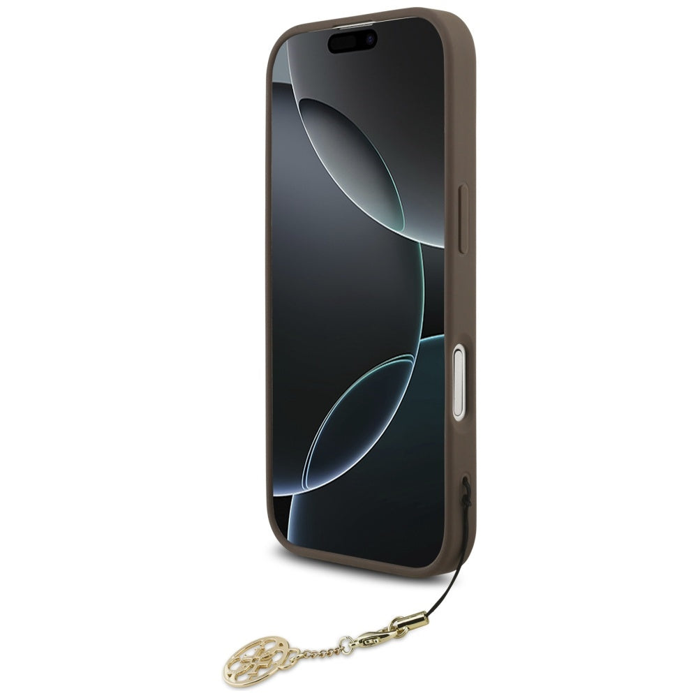 MagSafe Hülle für Apple iPhone 17, Guess, 4G Charm Cradle, Braun