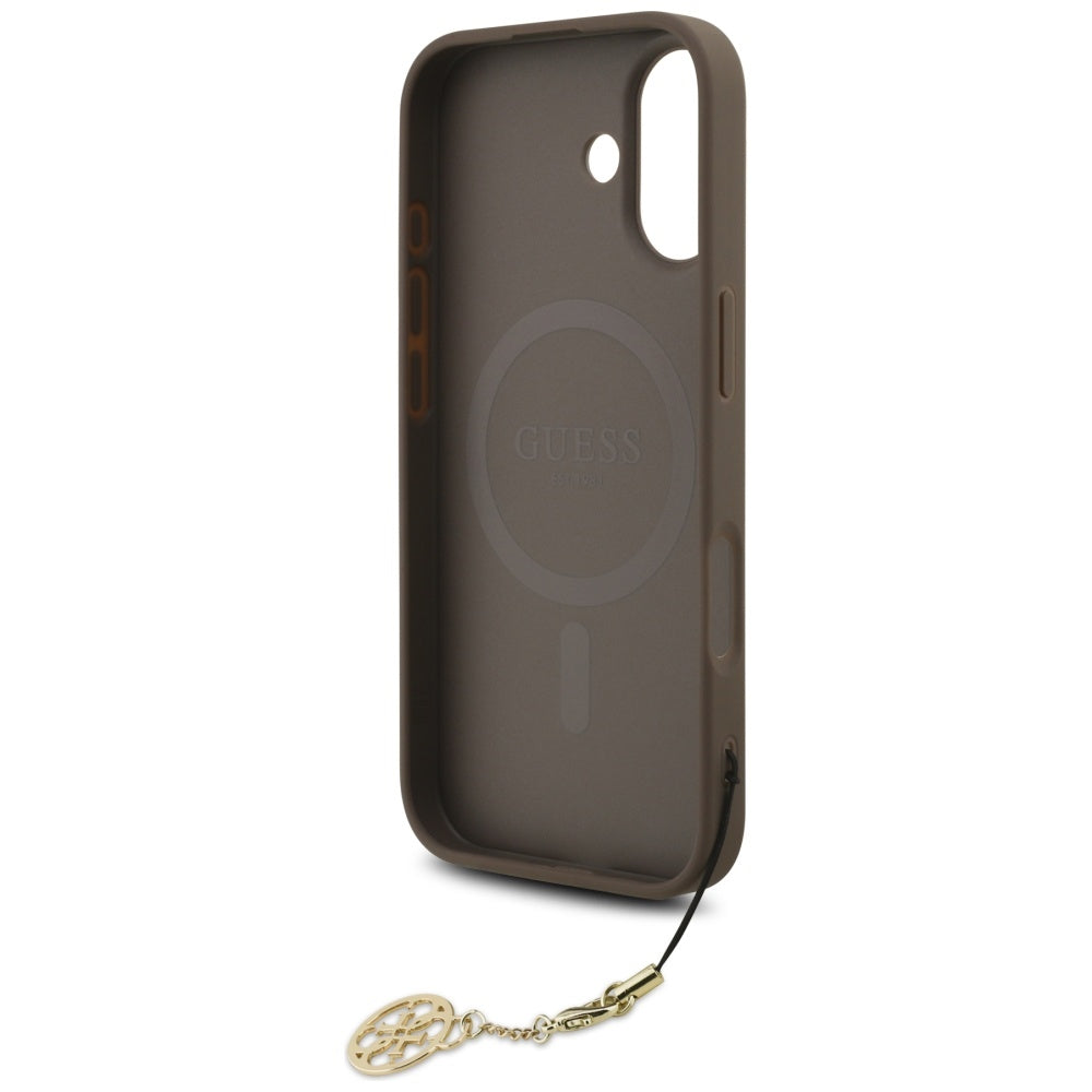 MagSafe Hülle für Apple iPhone 17, Guess, 4G Charm Cradle, Braun