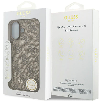 MagSafe Hülle für Apple iPhone 17, Guess, 4G Charm Cradle, Braun
