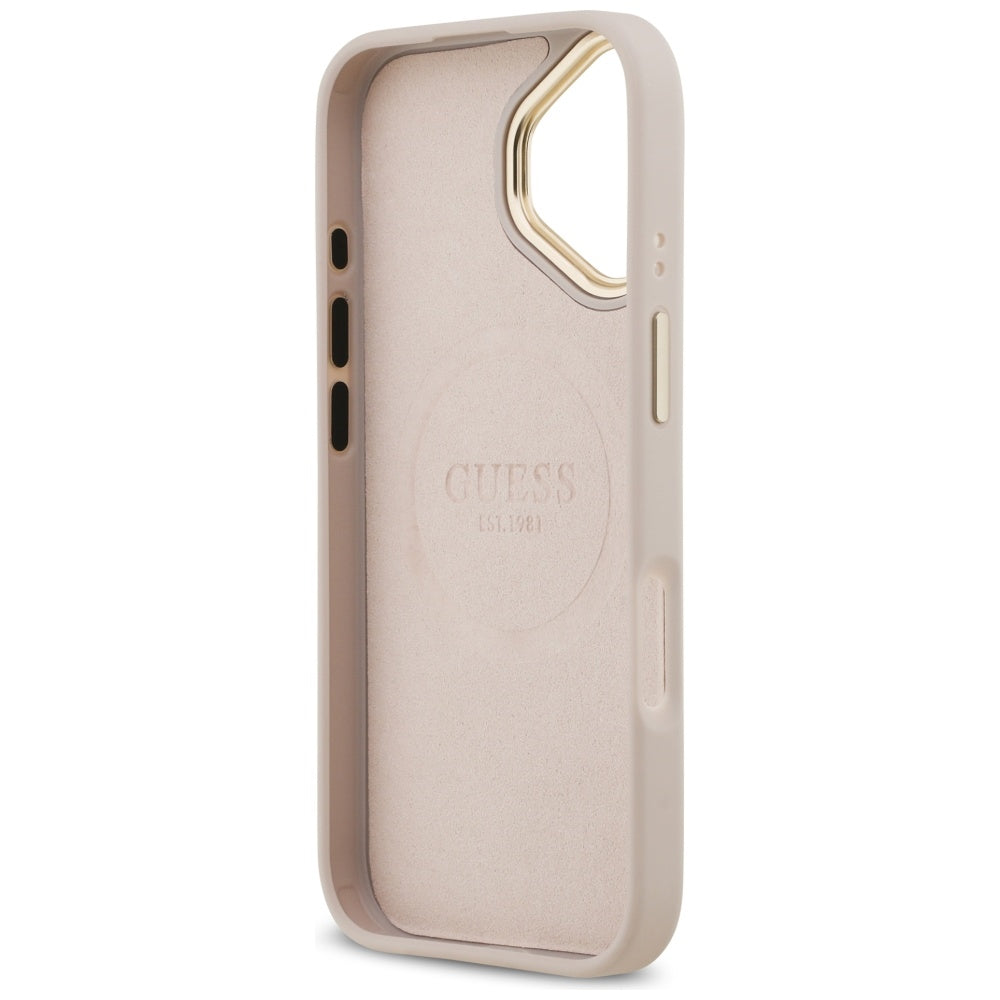 MagSafe Hülle für Apple iPhone 17, Guess, 4G Logo Plate, Rosa