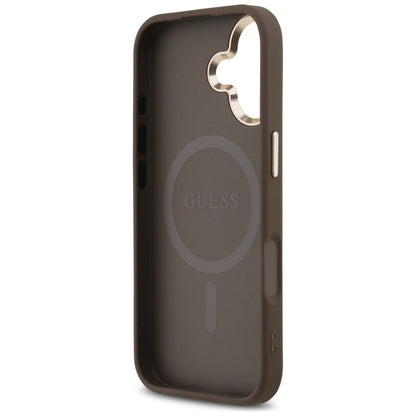 MagSafe Hülle für Apple iPhone 17, Guess, 4G Triangle Logo, Goldenes Braun