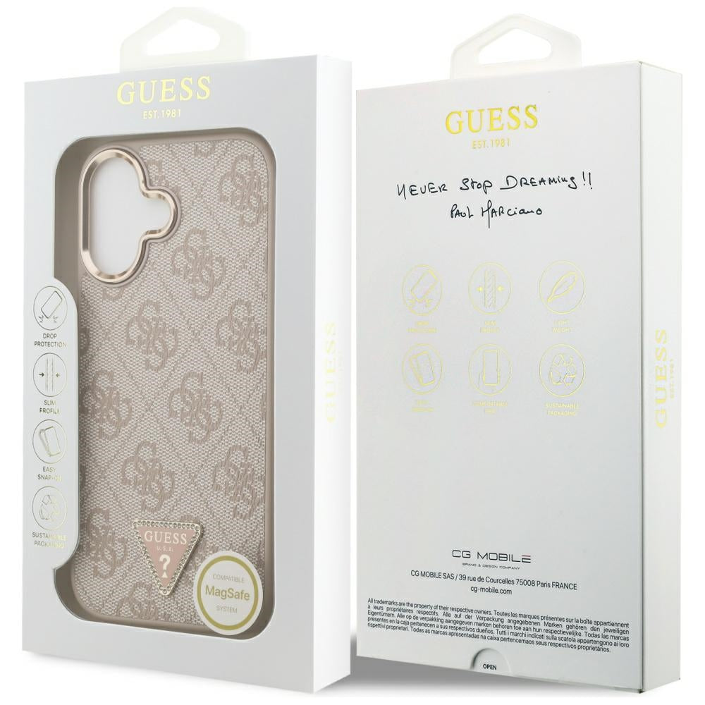 MagSafe Hülle für Apple iPhone 17, Guess, 4G Triangle Logo, Roségold