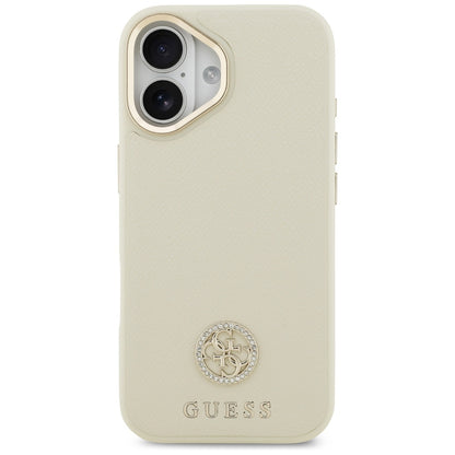 MagSafe Hülle für Apple iPhone 17, Guess, Grained Strass Logo, Beige