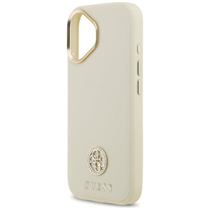MagSafe Hülle für Apple iPhone 17, Guess, Grained Strass Logo, Beige