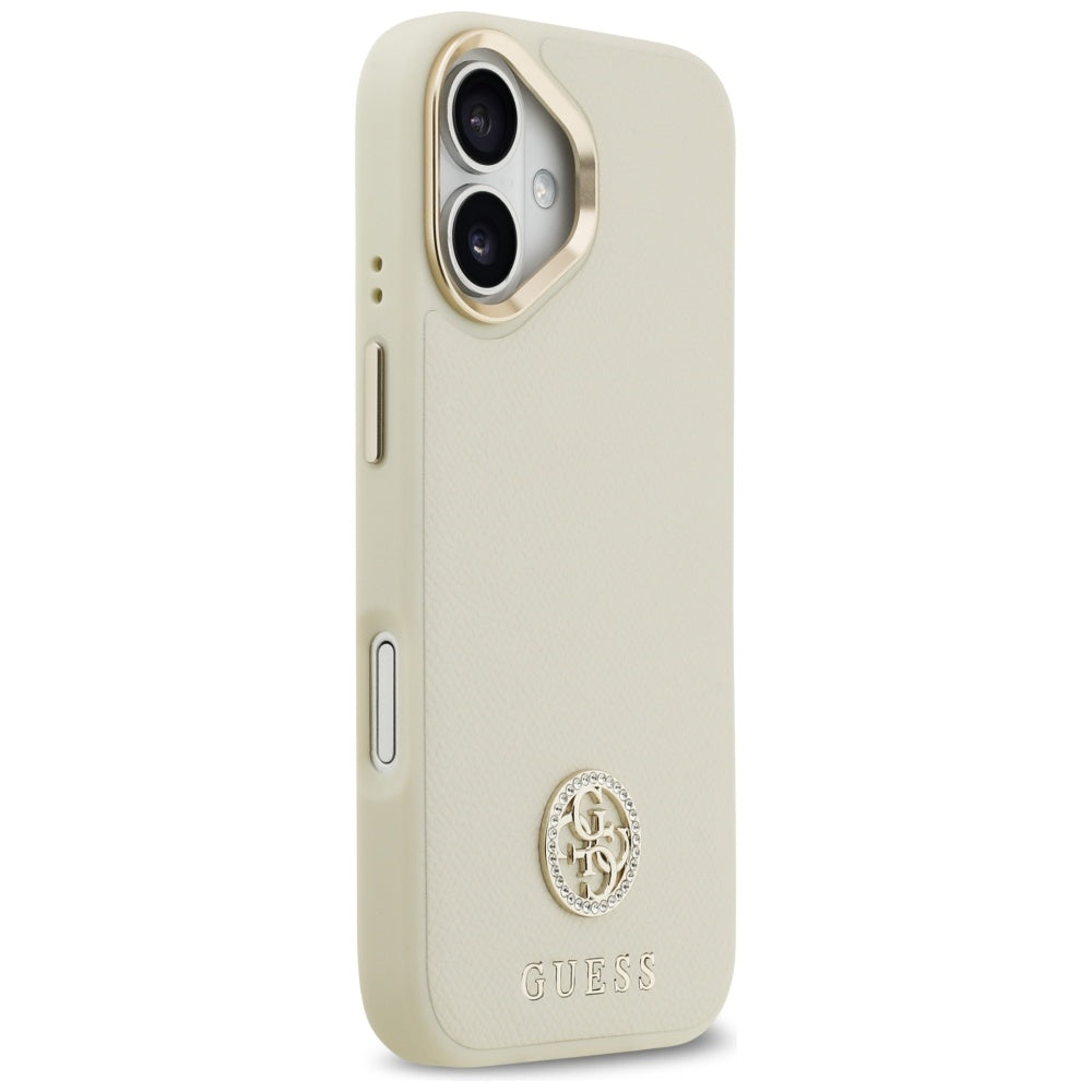 MagSafe Hülle für Apple iPhone 17, Guess, Grained Strass Logo, Beige