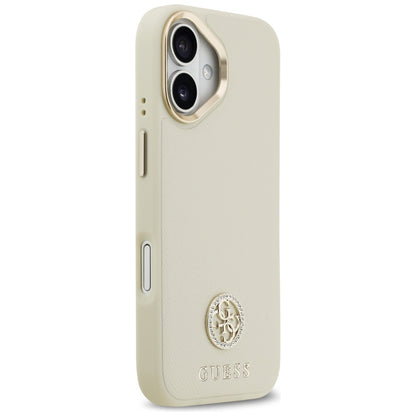 MagSafe Hülle für Apple iPhone 17, Guess, Grained Strass Logo, Beige