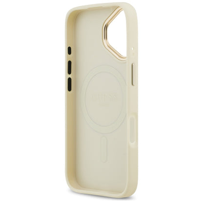 MagSafe Hülle für Apple iPhone 17, Guess, Grained Strass Logo, Beige