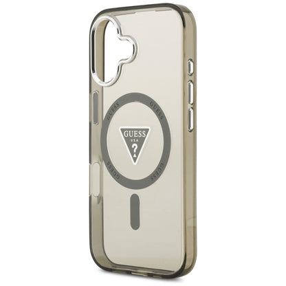 MagSafe Case for Apple iPhone 17, Guess, IML Gradient Triangle Logo, Silver Khaki