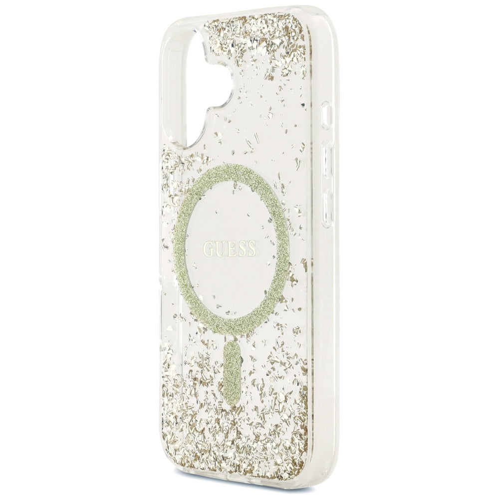 MagSafe Hülle für Apple iPhone 17, Guess, Resin Bottom Glitter, Gold