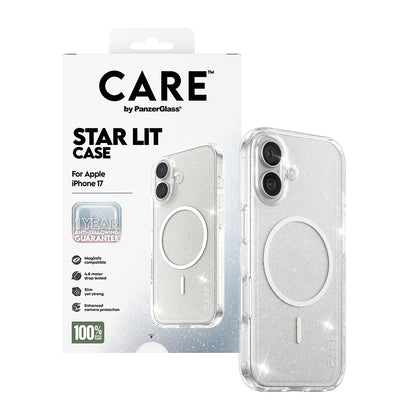 MagSafe Hülle für Apple iPhone 17, PanzerGlass, Care Urban Explorer Star Lit, Transparent Weiß