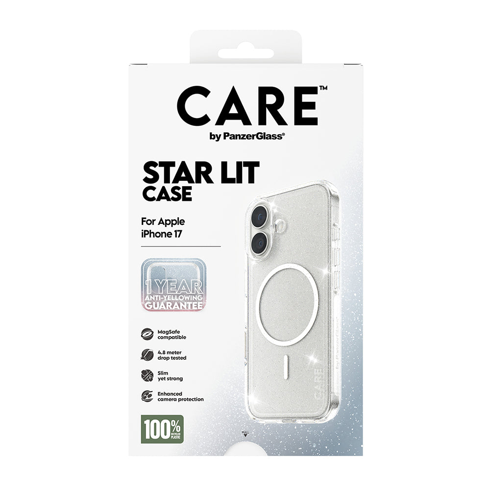 MagSafe Hülle für Apple iPhone 17, PanzerGlass, Care Urban Explorer Star Lit, Transparent Weiß