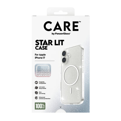 MagSafe Hülle für Apple iPhone 17, PanzerGlass, Care Urban Explorer Star Lit, Transparent Weiß