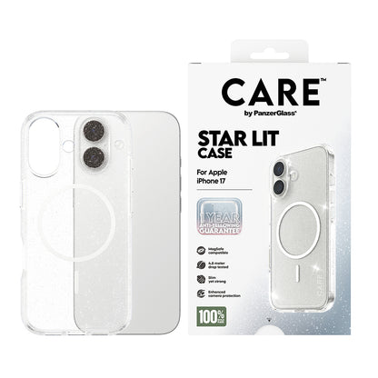 MagSafe Hülle für Apple iPhone 17, PanzerGlass, Care Urban Explorer Star Lit, Transparent Weiß