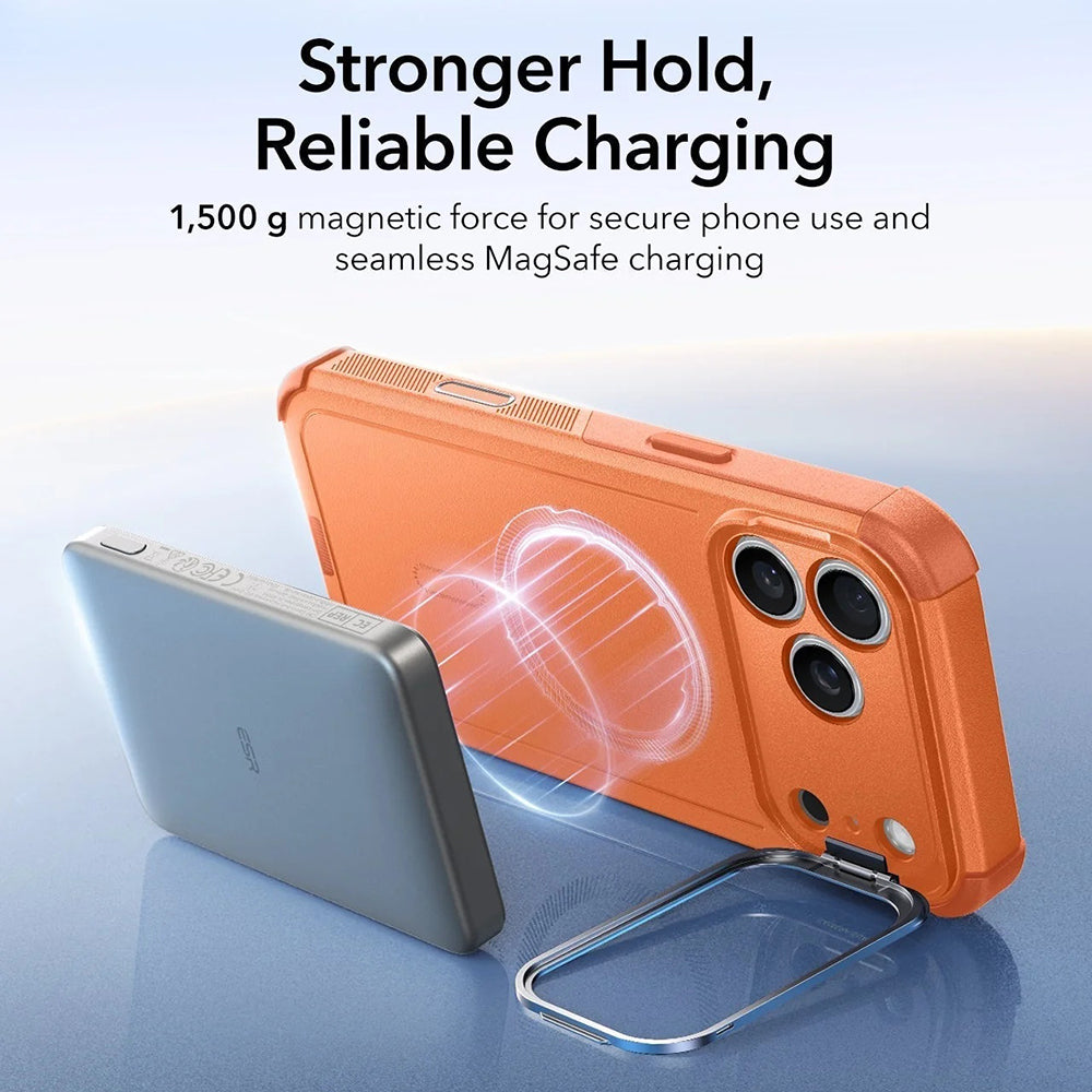 MagSafe Hülle für Apple iPhone 17 Pro, ESR, Cyber Armor Kickstand, Orange