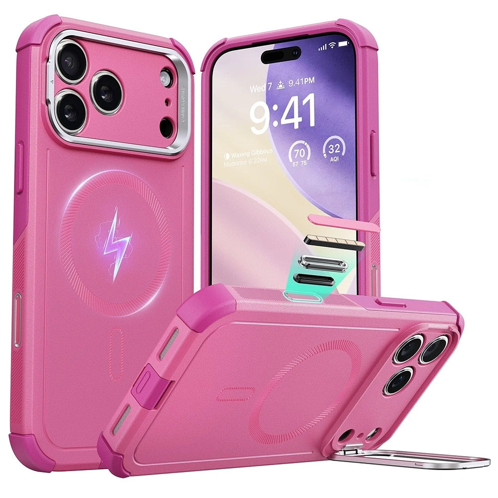 MagSafe Hülle für Apple iPhone 17 Pro, ESR, Cyber Armor Kickstand, Rosa