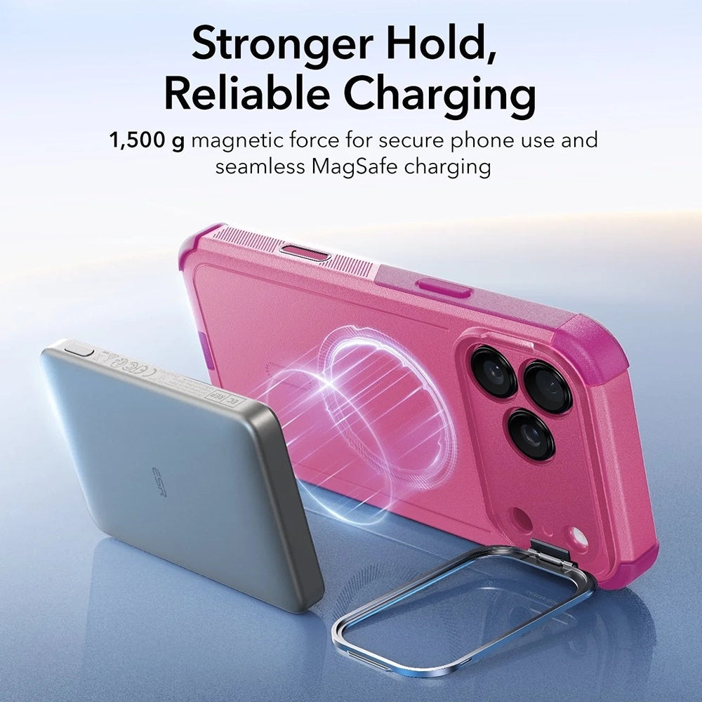 MagSafe Hülle für Apple iPhone 17 Pro, ESR, Cyber Armor Kickstand, Rosa